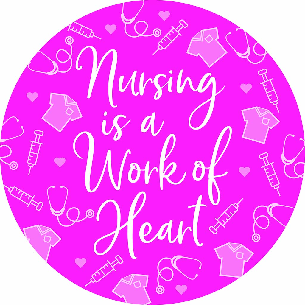 Car Coaster-Nursing Is A Work Of Heart Pink Icons -7