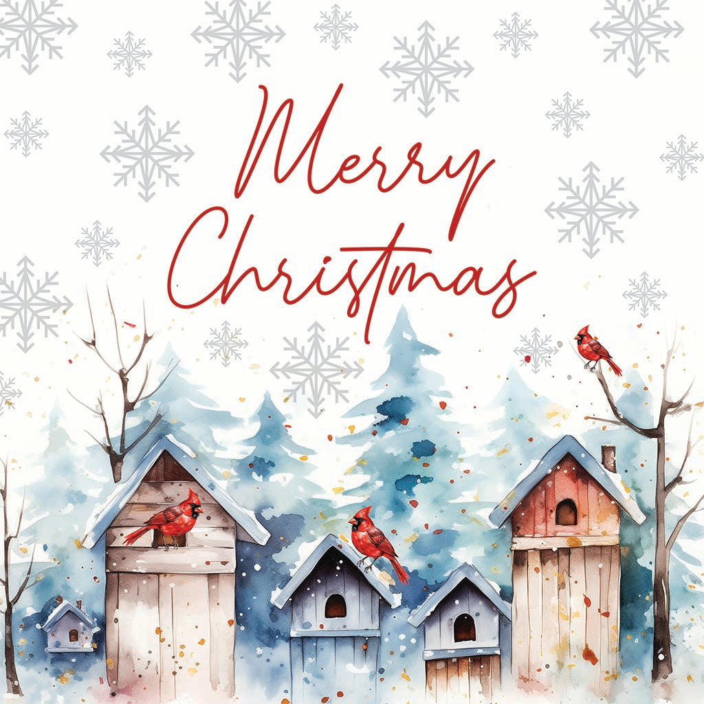 Ceramic Square Coaster-Cardinal Christmas Merry Christmas -7