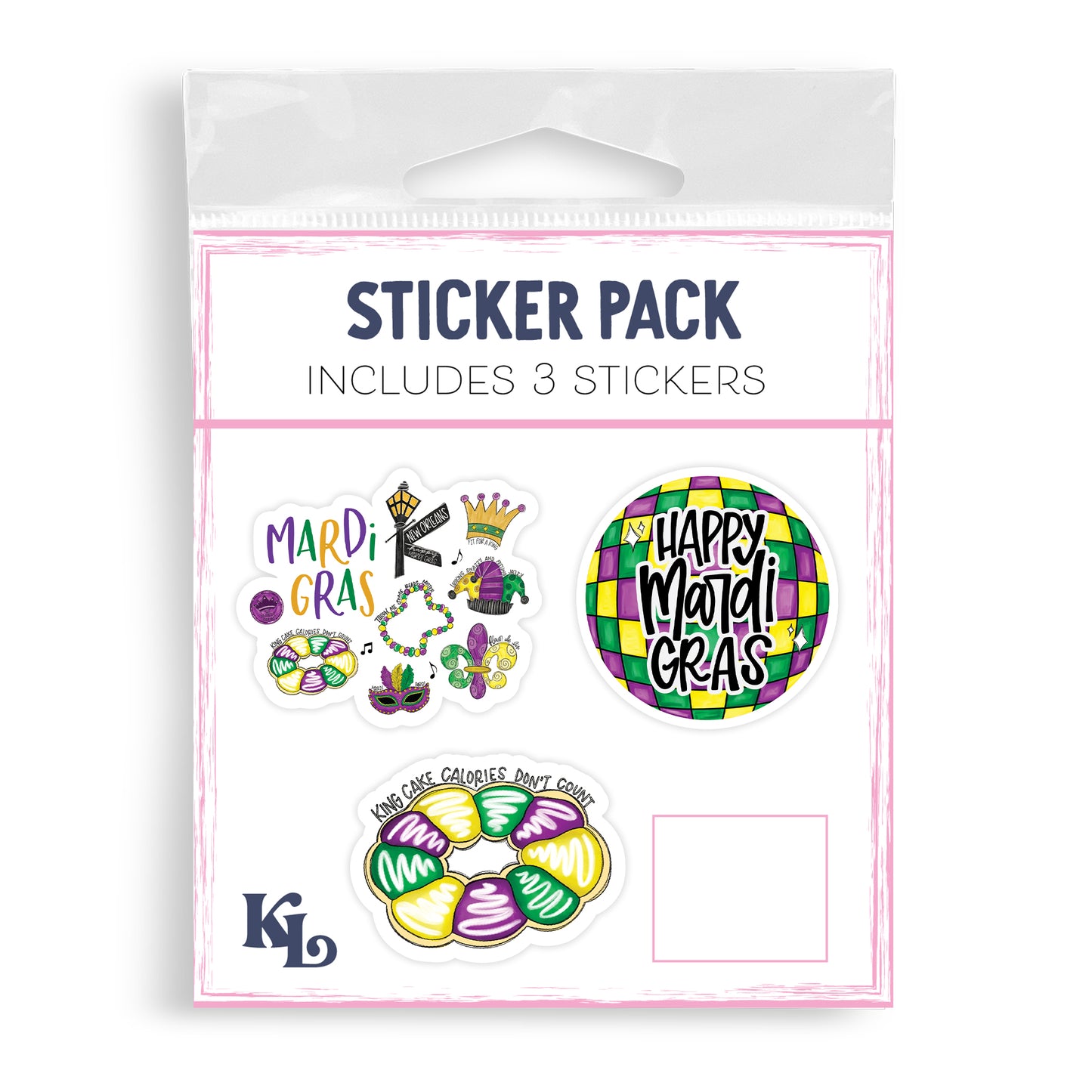 Vinyl Sticker 3-Pack Mardi Gras