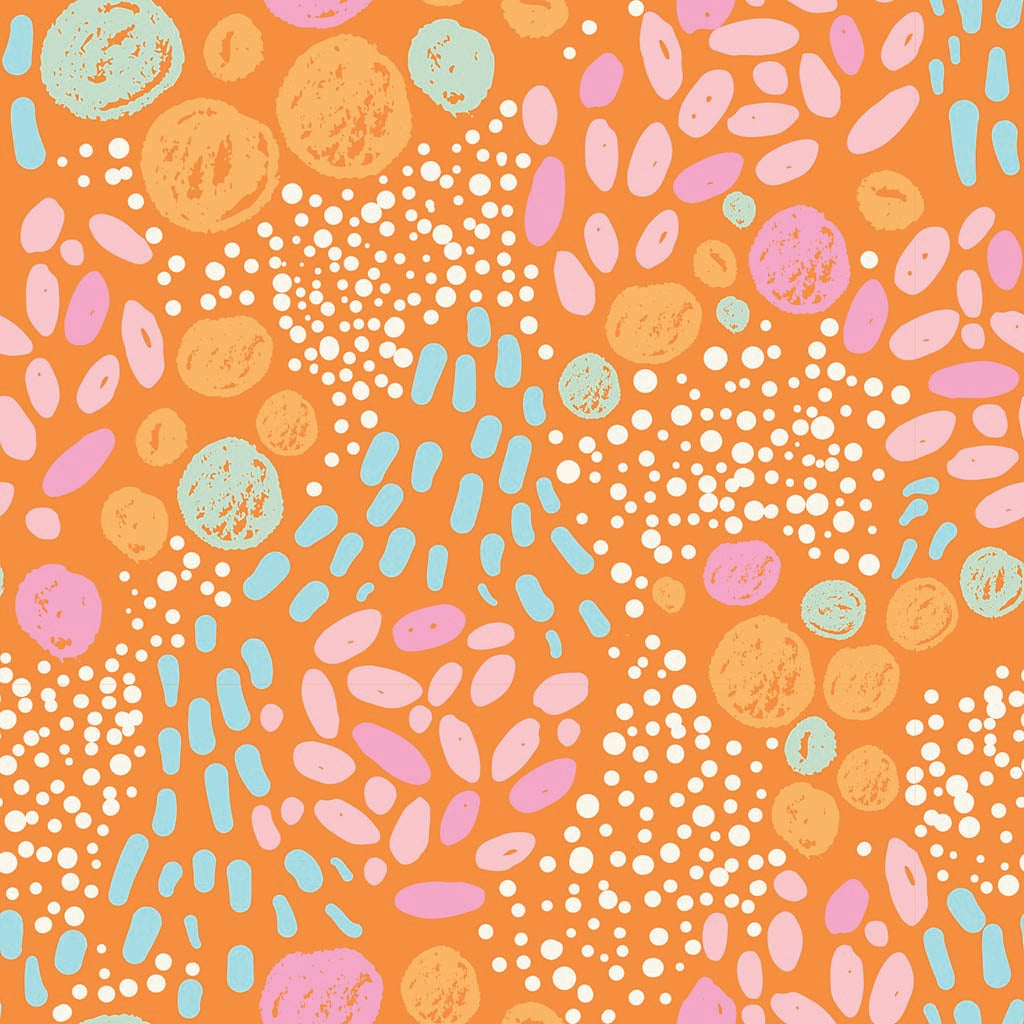 Car Coaster-Bright Whimsical Orange Pattern -7