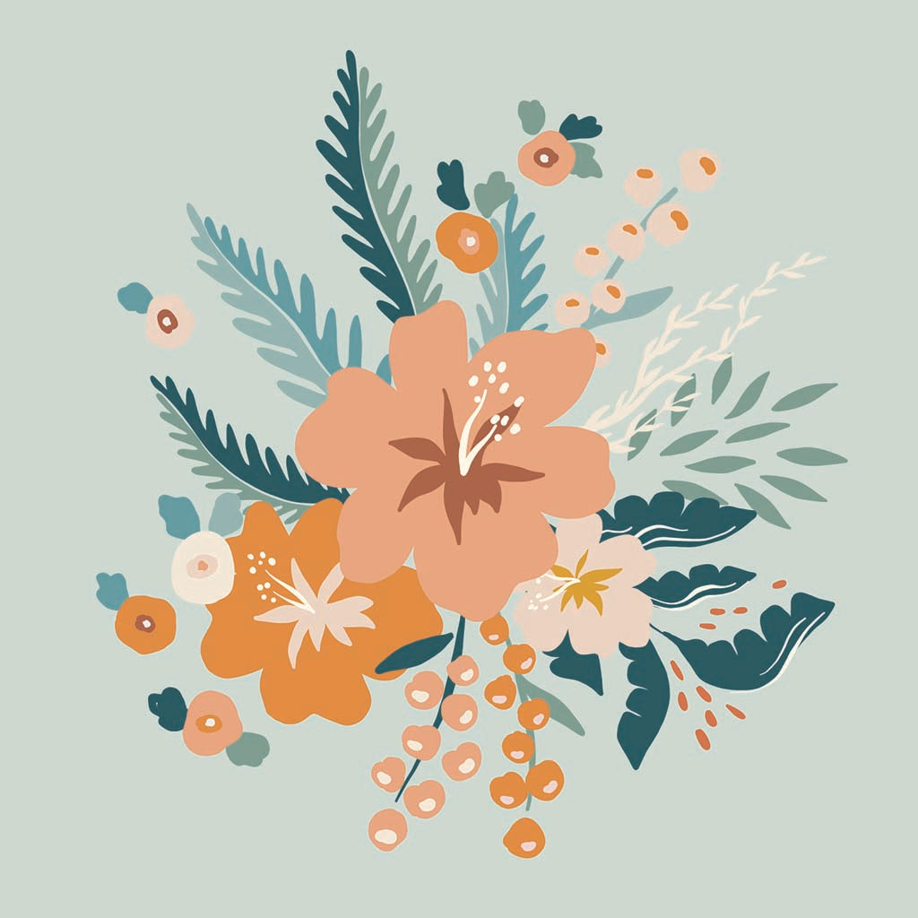 Car Coaster-Vintage Florals Blue -7