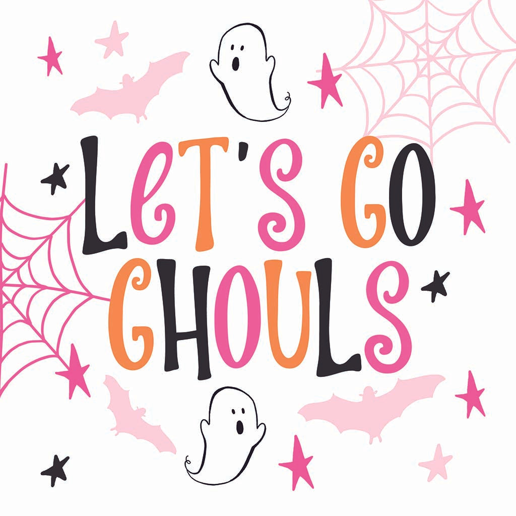 Ceramic Square Coaster-Happy Ghost Let's Go Ghouls -7