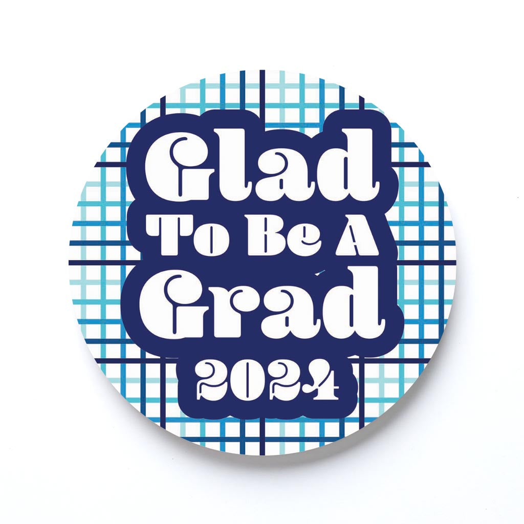 Graduation 2024 Glad To Be A Grad Blue Grid | 4x4