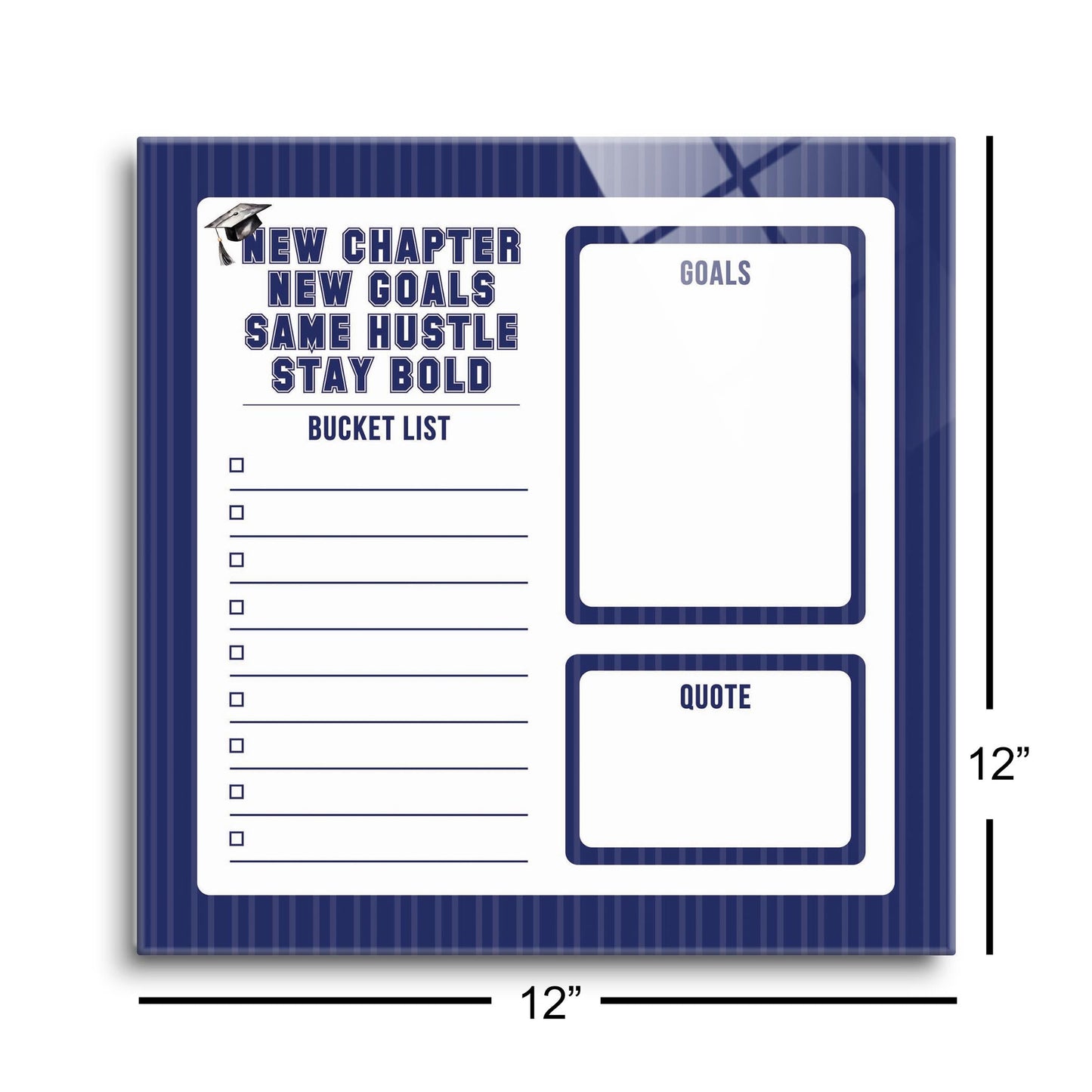 Graduation Tracker Navy Stripe Stay Bold | 12x12