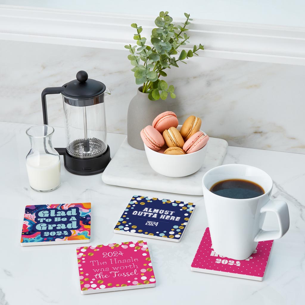 Graduation Offset Square Coaster Set | 4x4