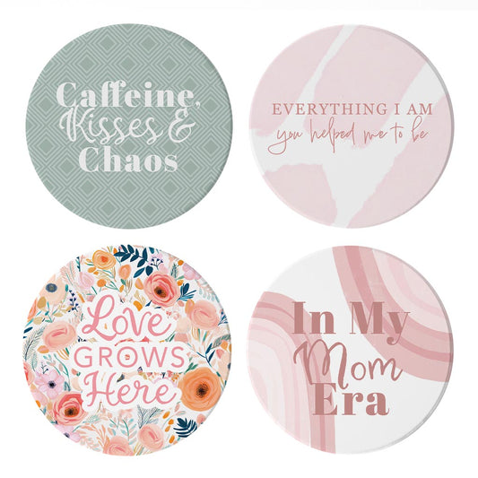 Mother's Day Offset Circle Coaster Set | 4x4