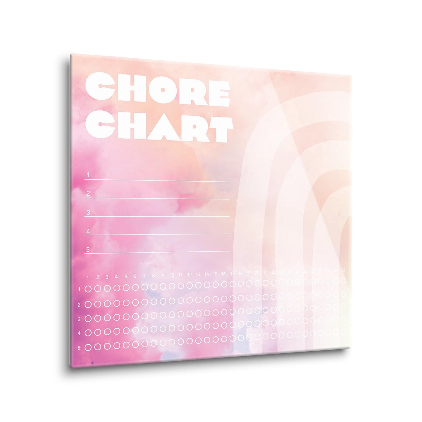 Pink Cloud Rainbow Children's Chore Chart | 12x12