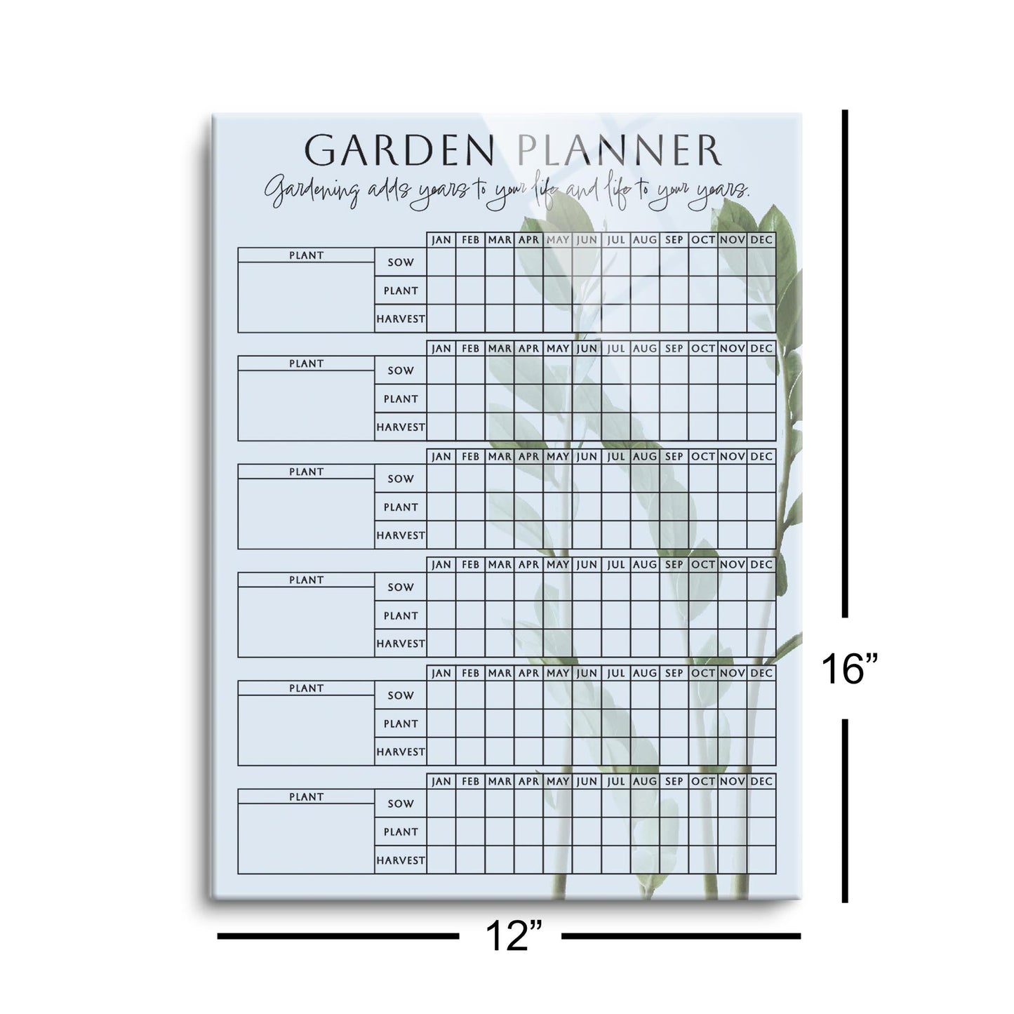 Garden Planner Blue with Green Sprigs | 12x16