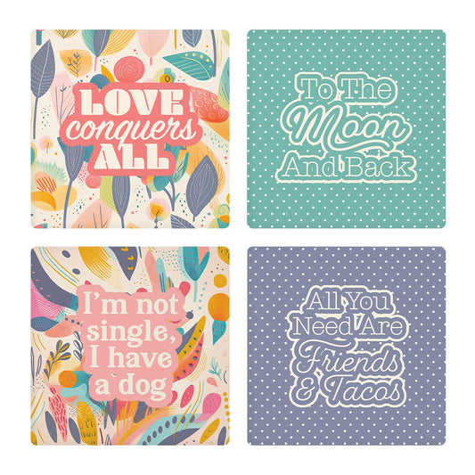 Valentine's Offset Square Coaster Set | 4x4