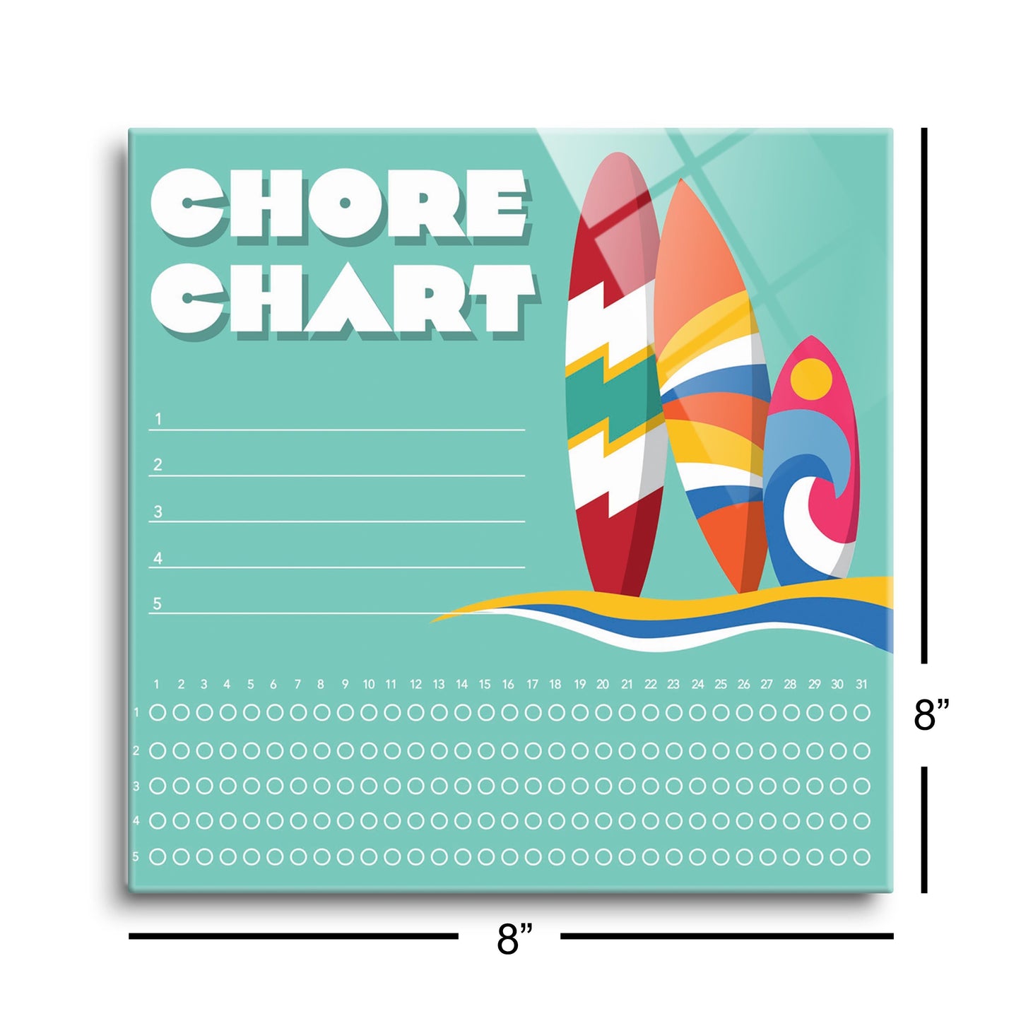 Children's Chore Chart Surf Boards | 8x8