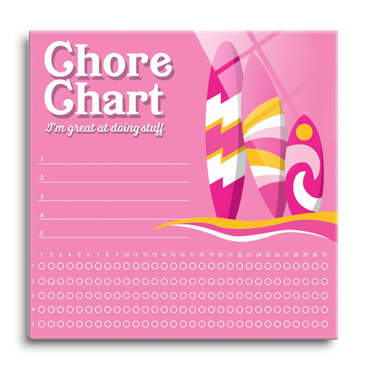 Pink Dream Surfboard Chore Chart | 12x12