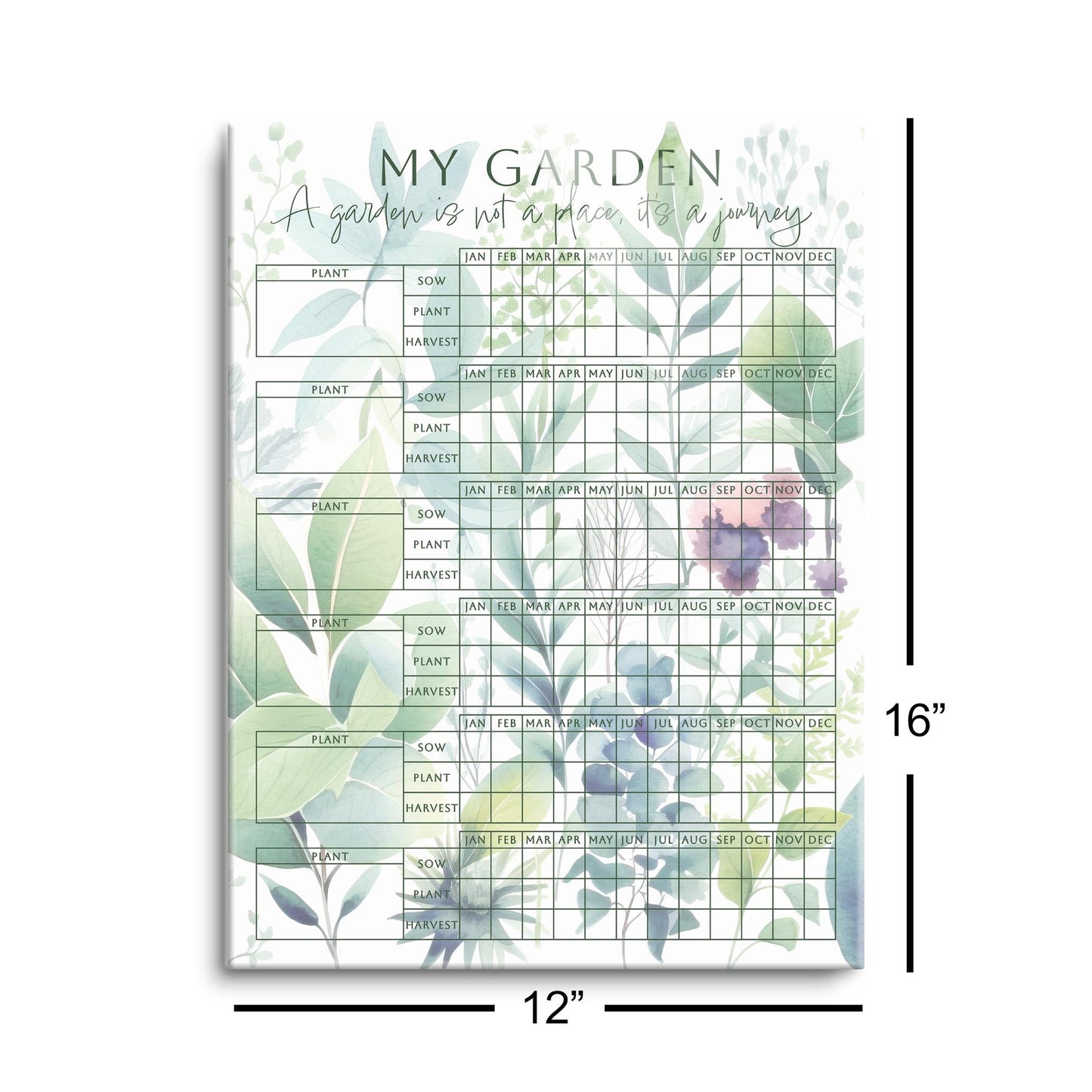 Garden Planner Garden is a Journey Painted Leaves | 12x16