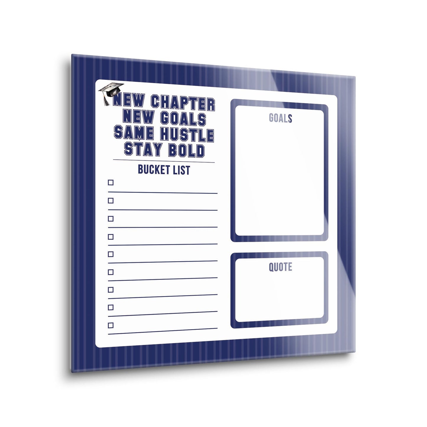 Graduation Tracker Navy Stripe Stay Bold | 12x12