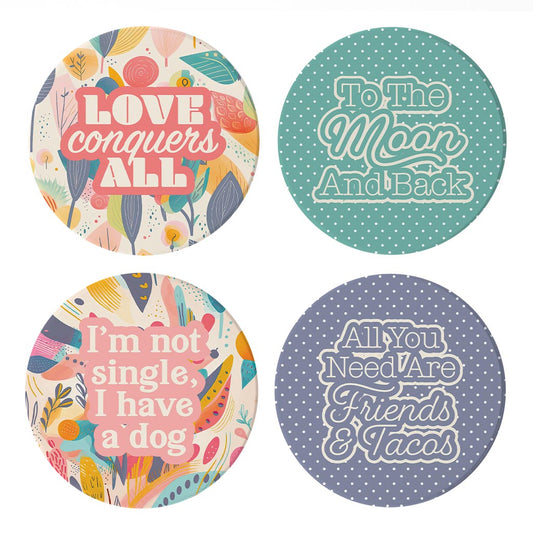 Valentine's Offset Circle Coaster Set | 4x4