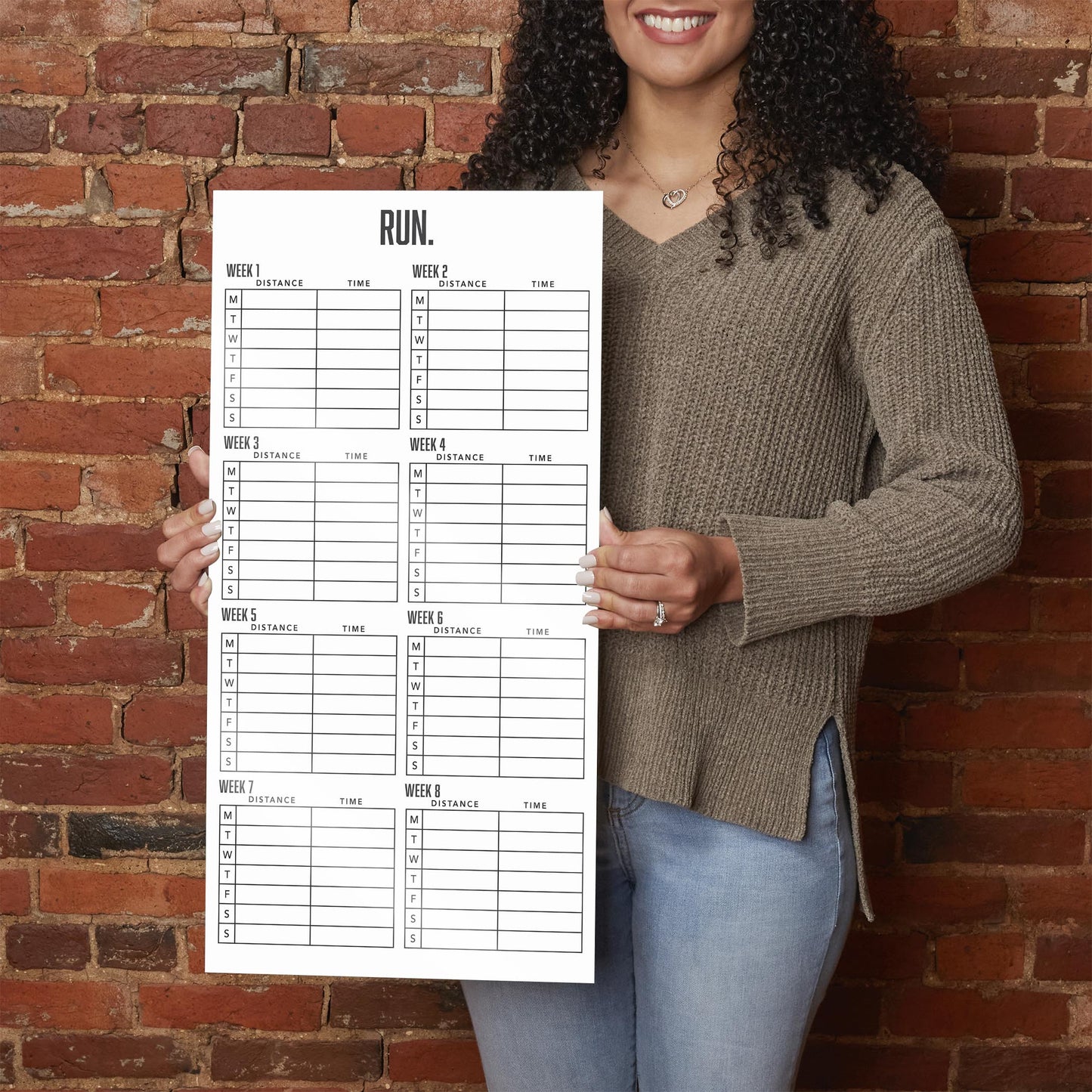 8 Week Running Tracker White | 12x24