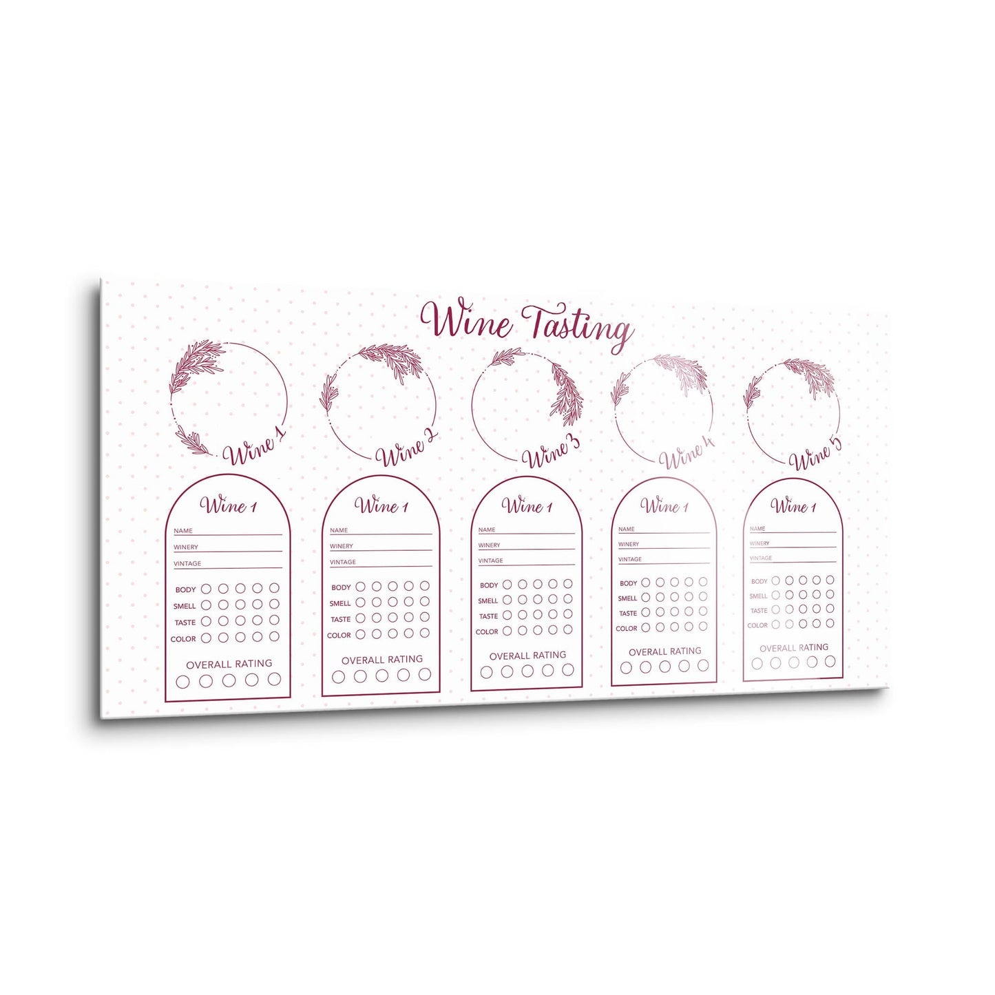 Wine Tasting Tracker White | 16x8