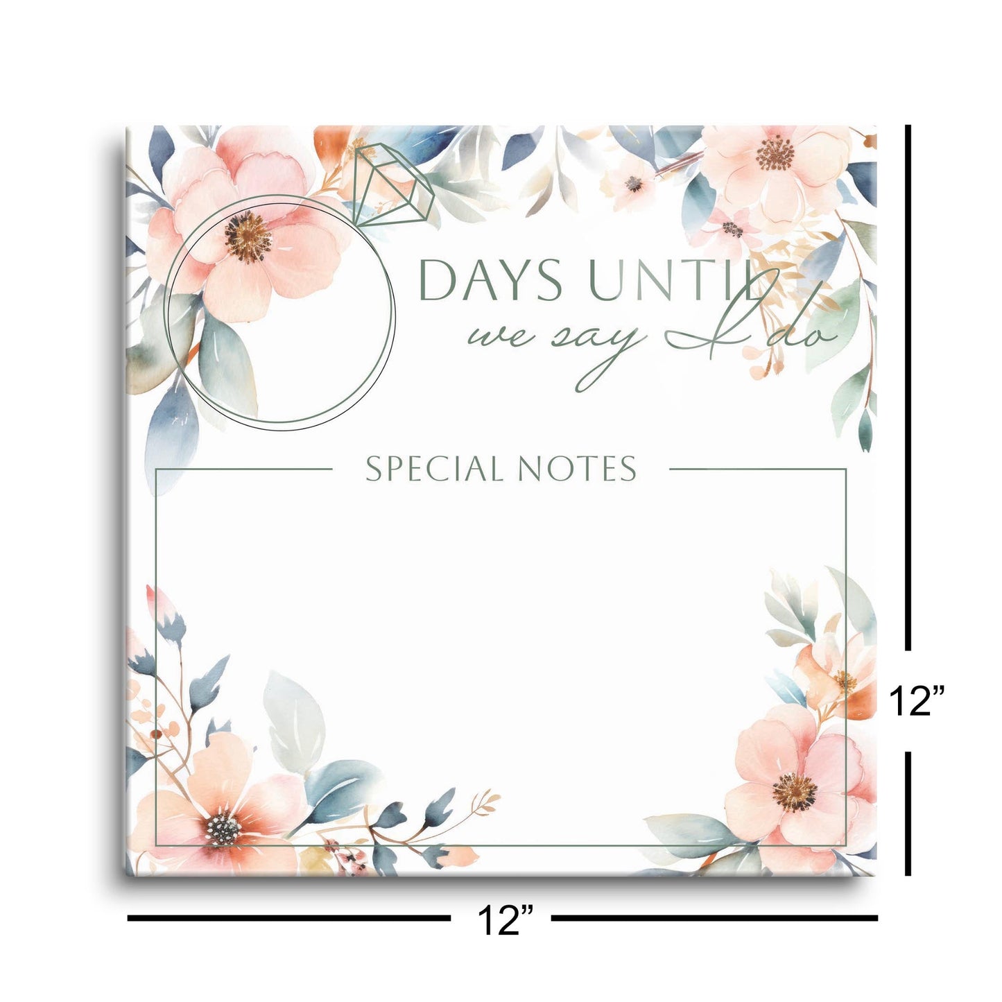 Floral Wedding Countdown with Notes | 12x12