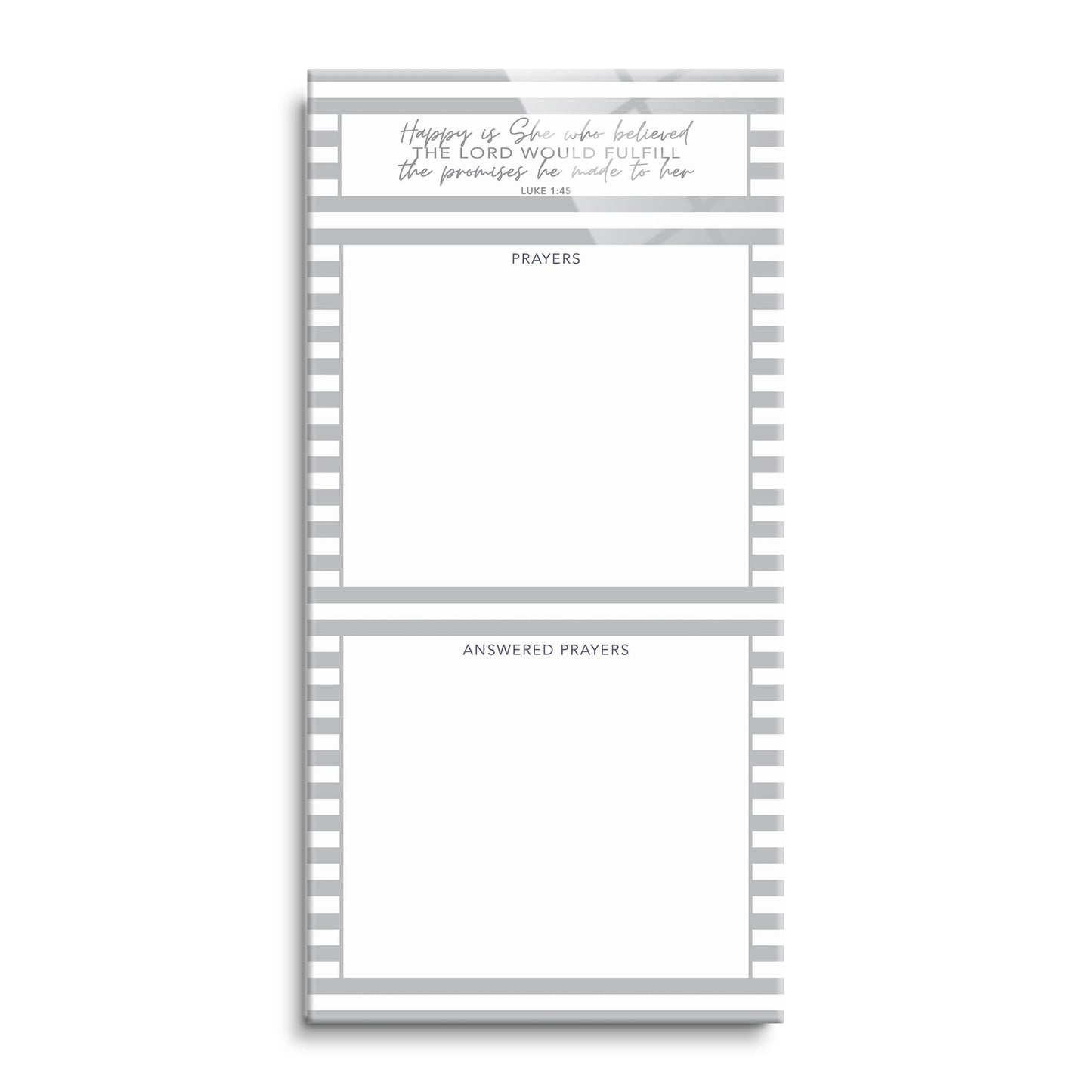 Gray Stripe Happy Is She Prayer Tracker | 12x24