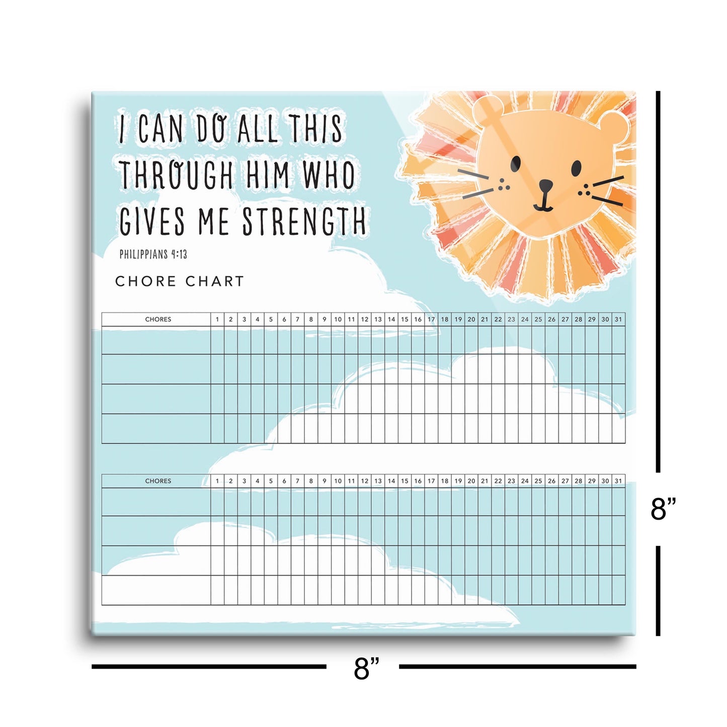 Children's Lion Sun Habit Tracker | 8x8