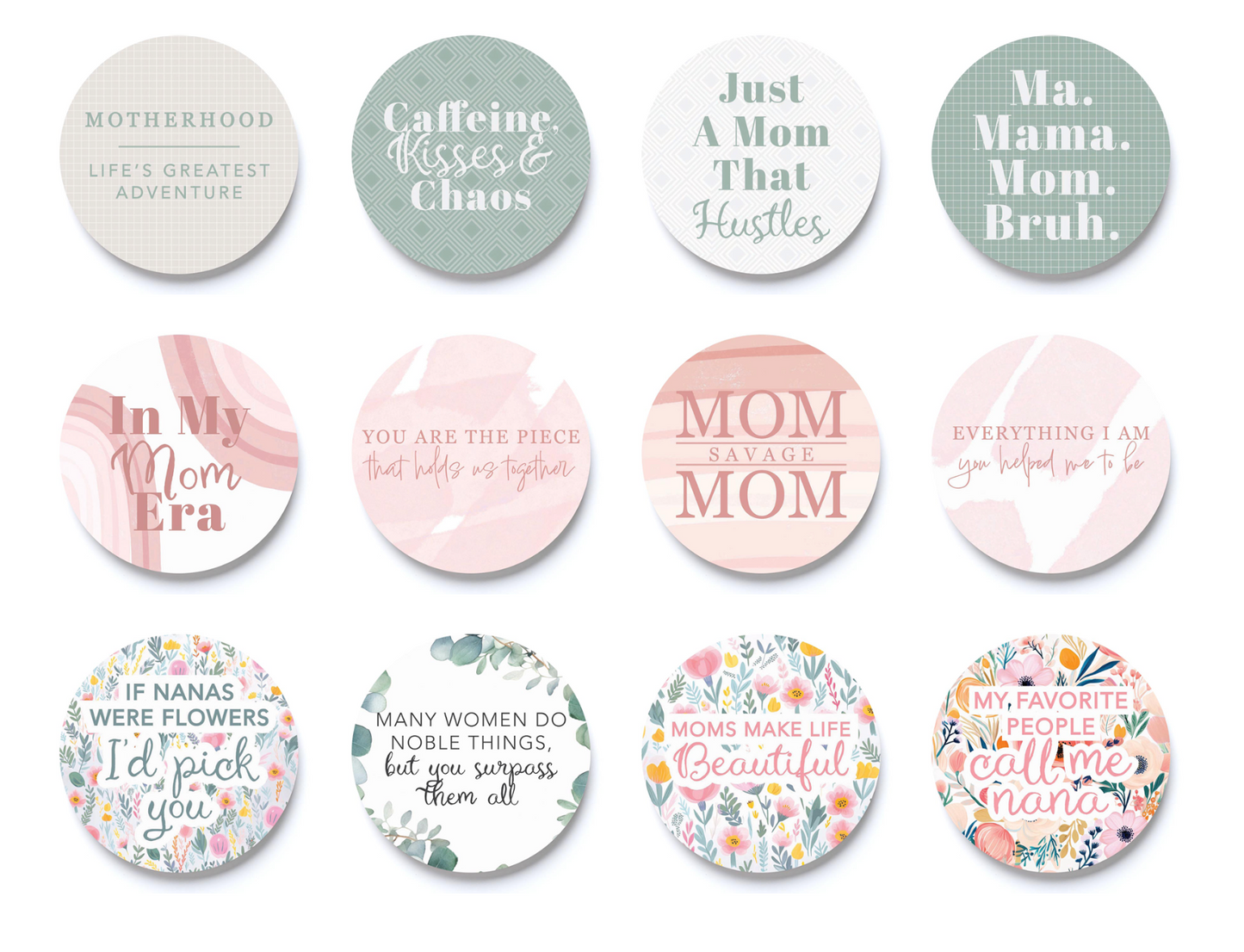 Mom Car Coasters Pre-Pack | 72 Pieces