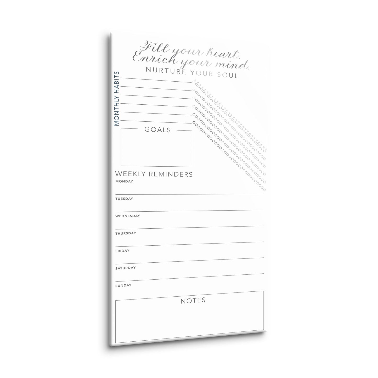 Minimalistic White Nurture Your Soul Habit Tracker | 8x16