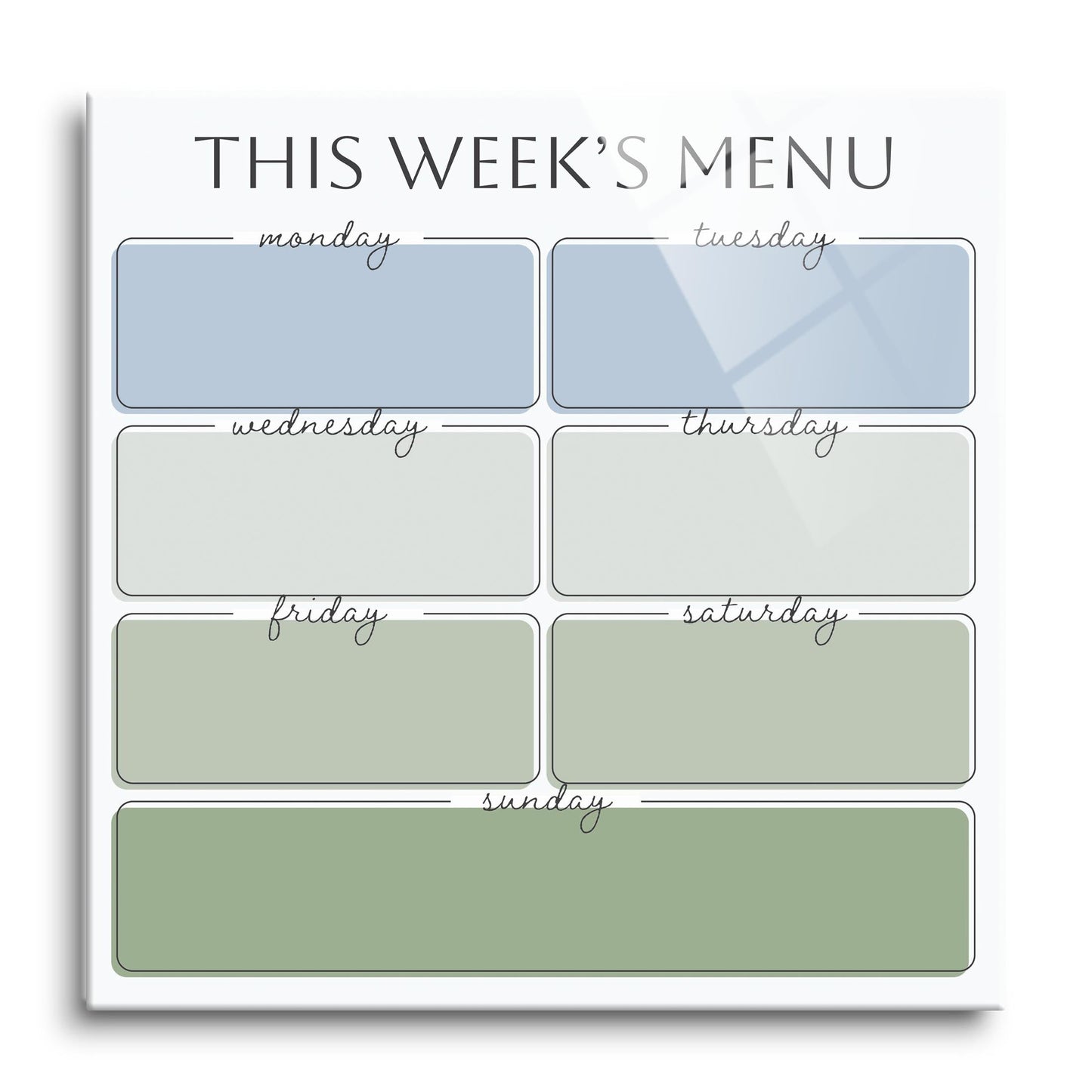 Minimalistic Green and Blue This Week's Menu | 12x12