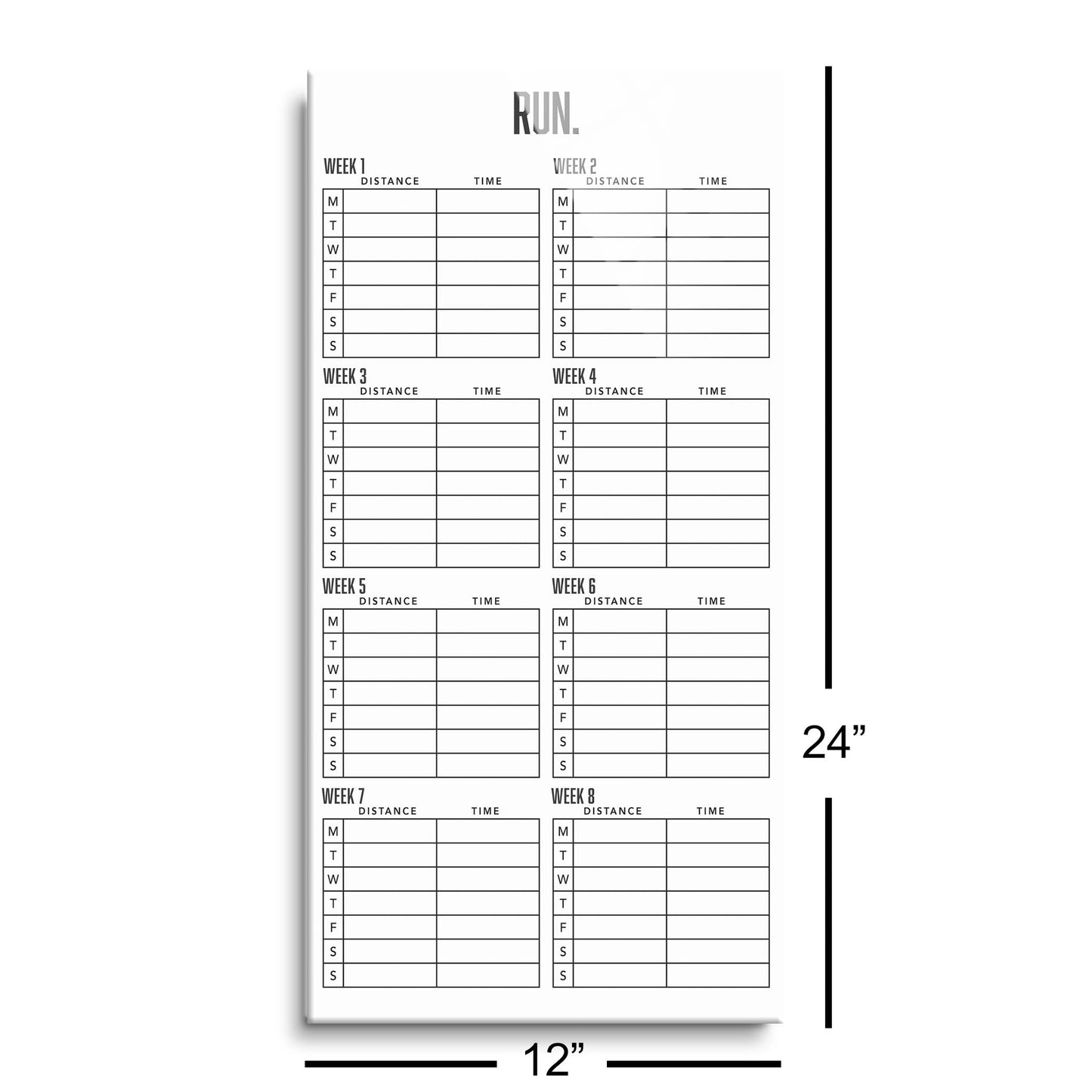 8 Week Running Tracker White | 12x24