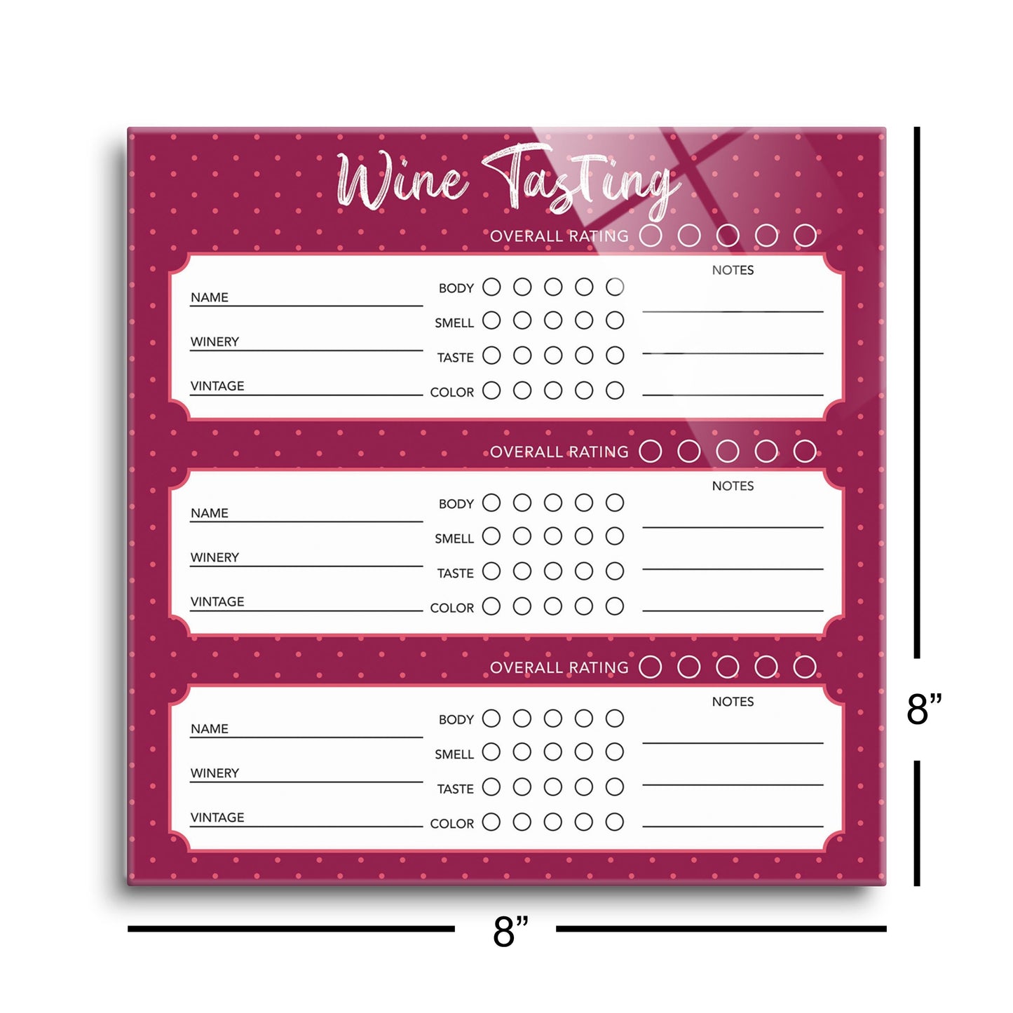 Wine Tasting Tracker Dark Red | 8x8