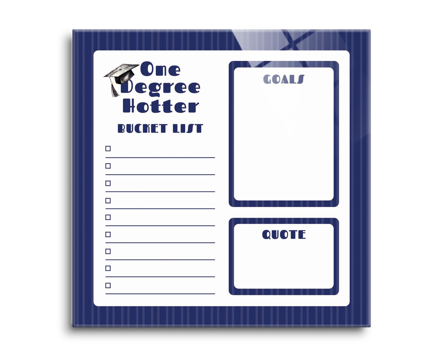 Graduation Tracker Navy Stripe Degree Hotter | 8x8