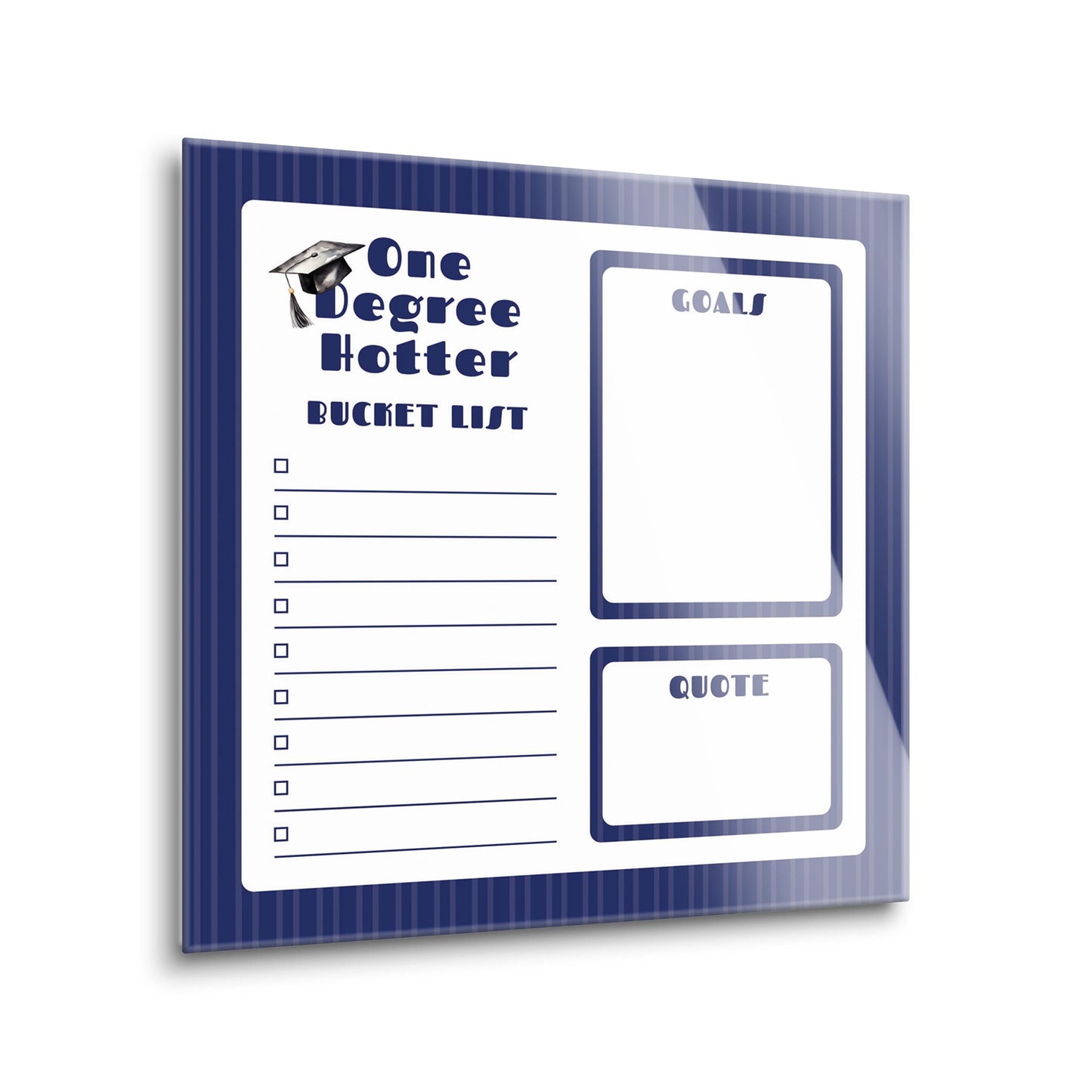 Graduation Tracker Navy Stripe Degree Hotter | 8x8