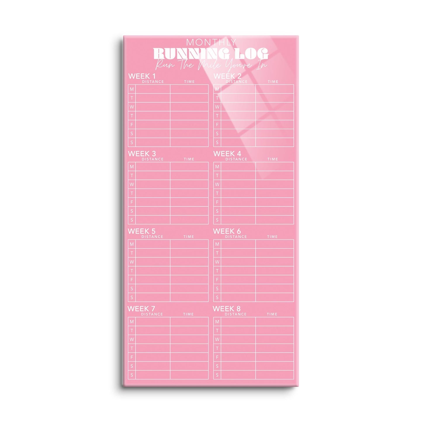 8 Week Running Tracker Pink | 8x16