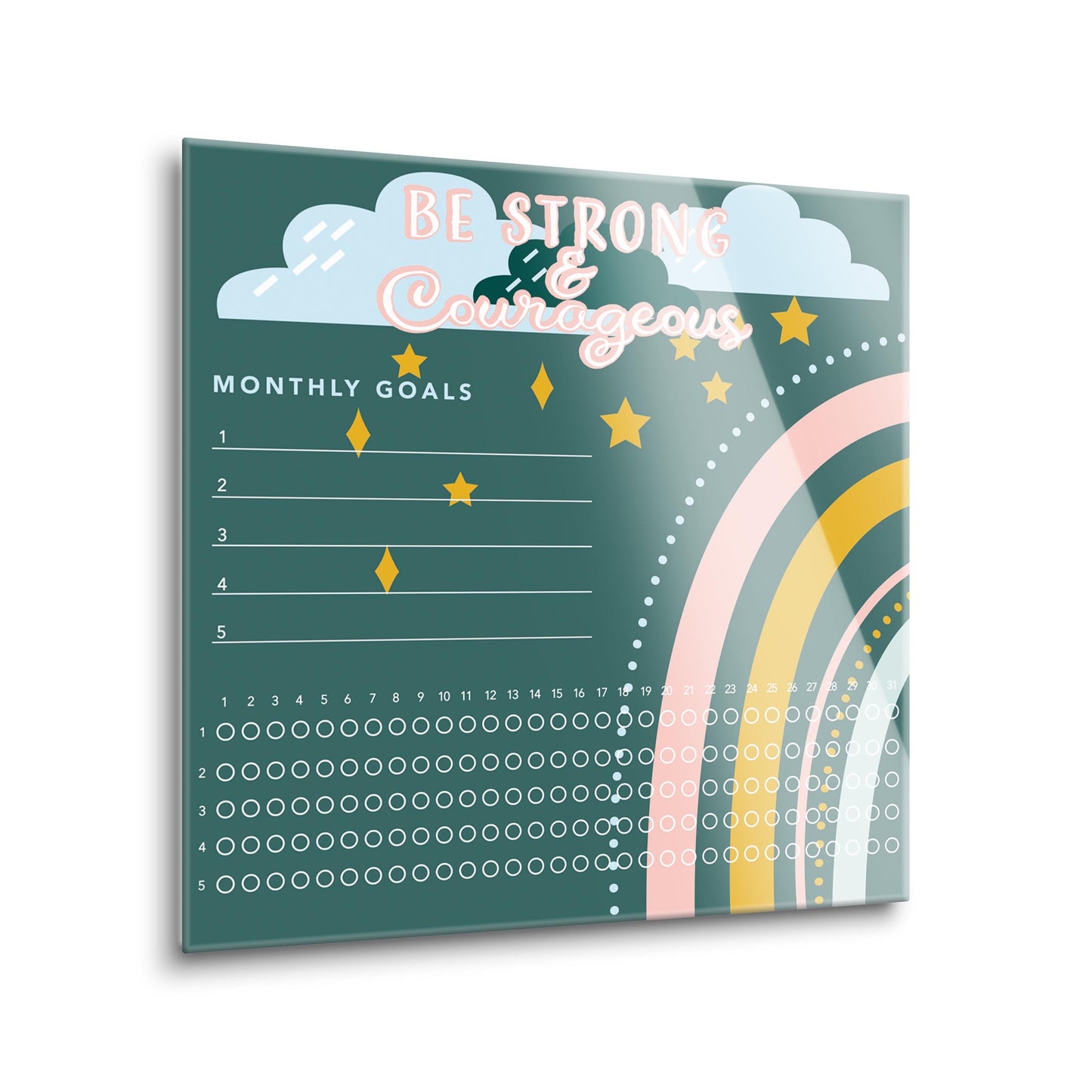 Children's Green Rainbow Habit Tracker | 8x8