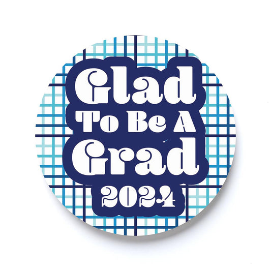 Graduation 2024 Glad To Be A Grad Blue Grid | 2.65x2.65