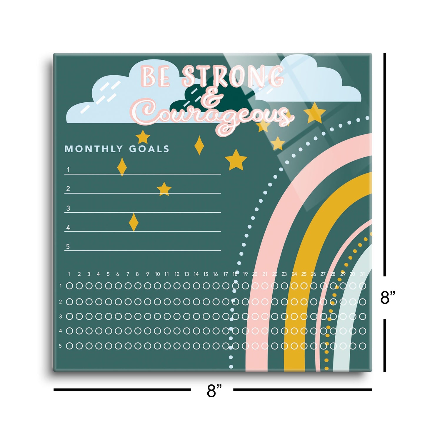 Children's Green Rainbow Habit Tracker | 8x8