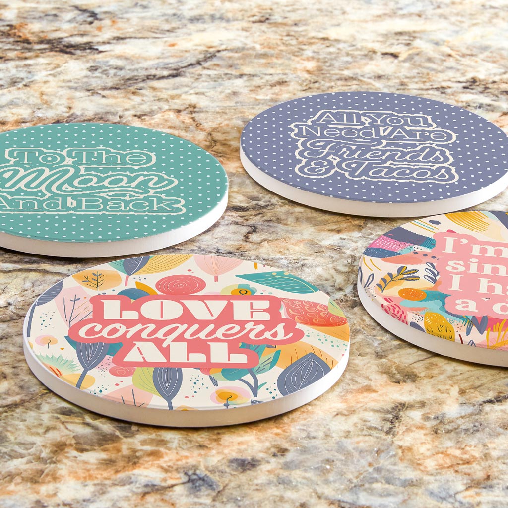 Valentine's Offset Circle Coaster Set | 4x4