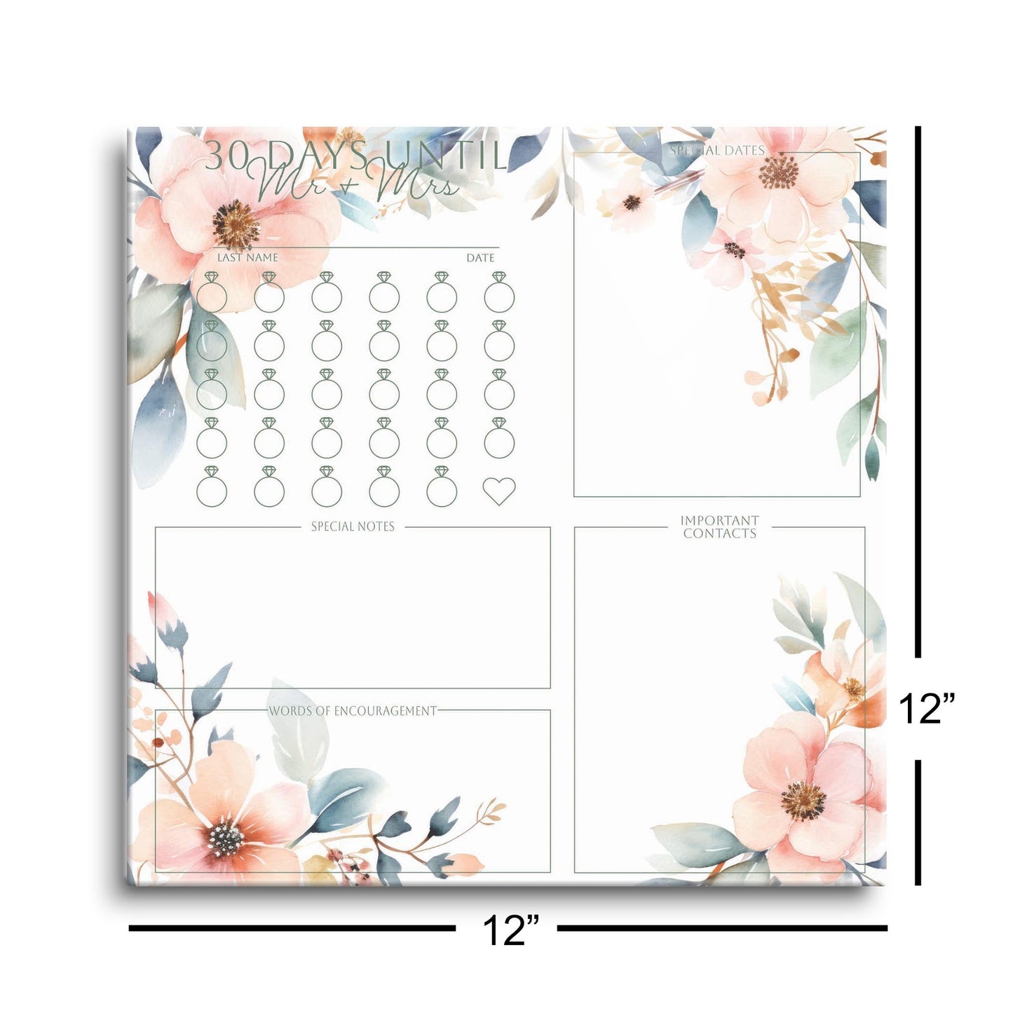 Floral Wedding Tracker | 12x12