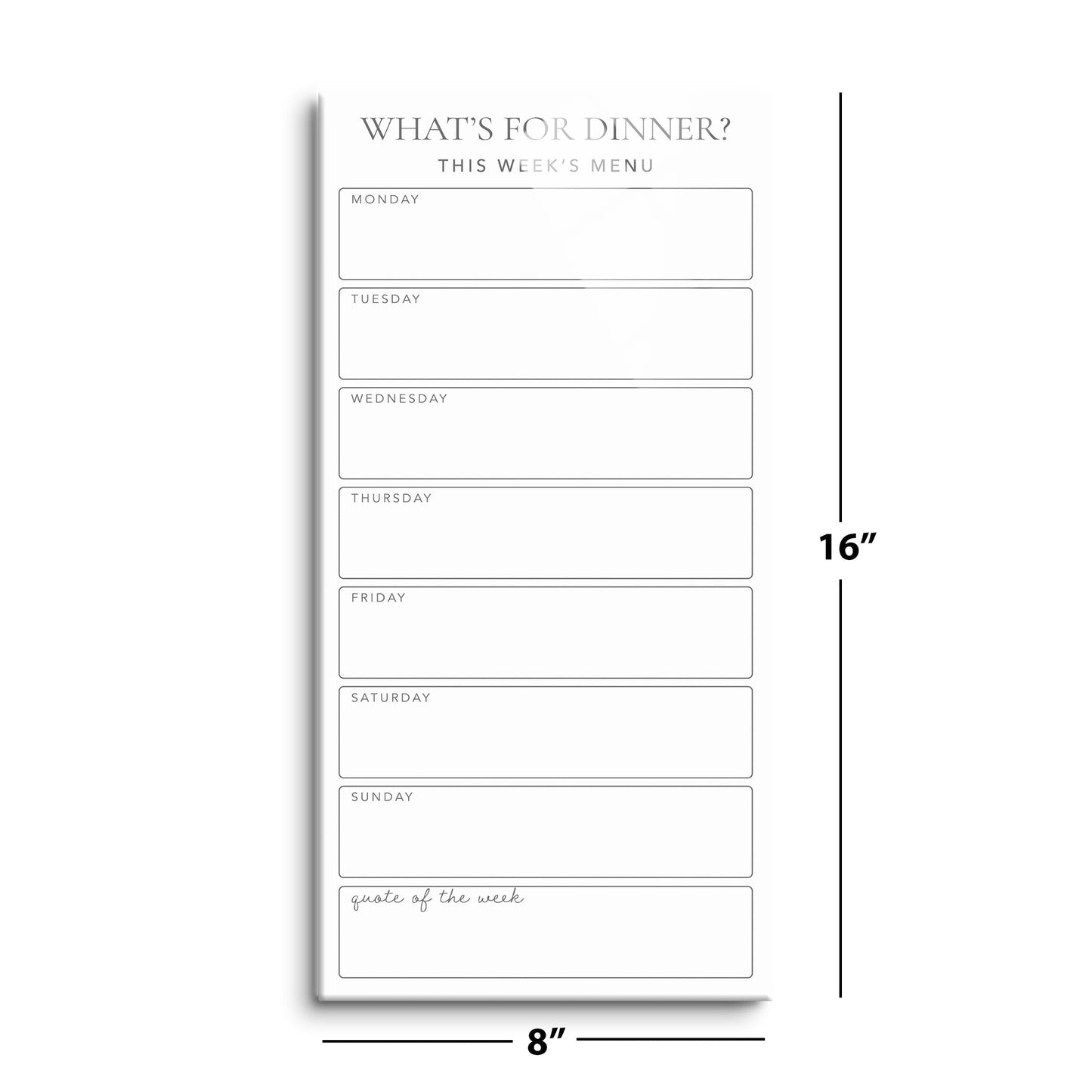 Minimalistic White What's For Dinner Menu Board | 8x16