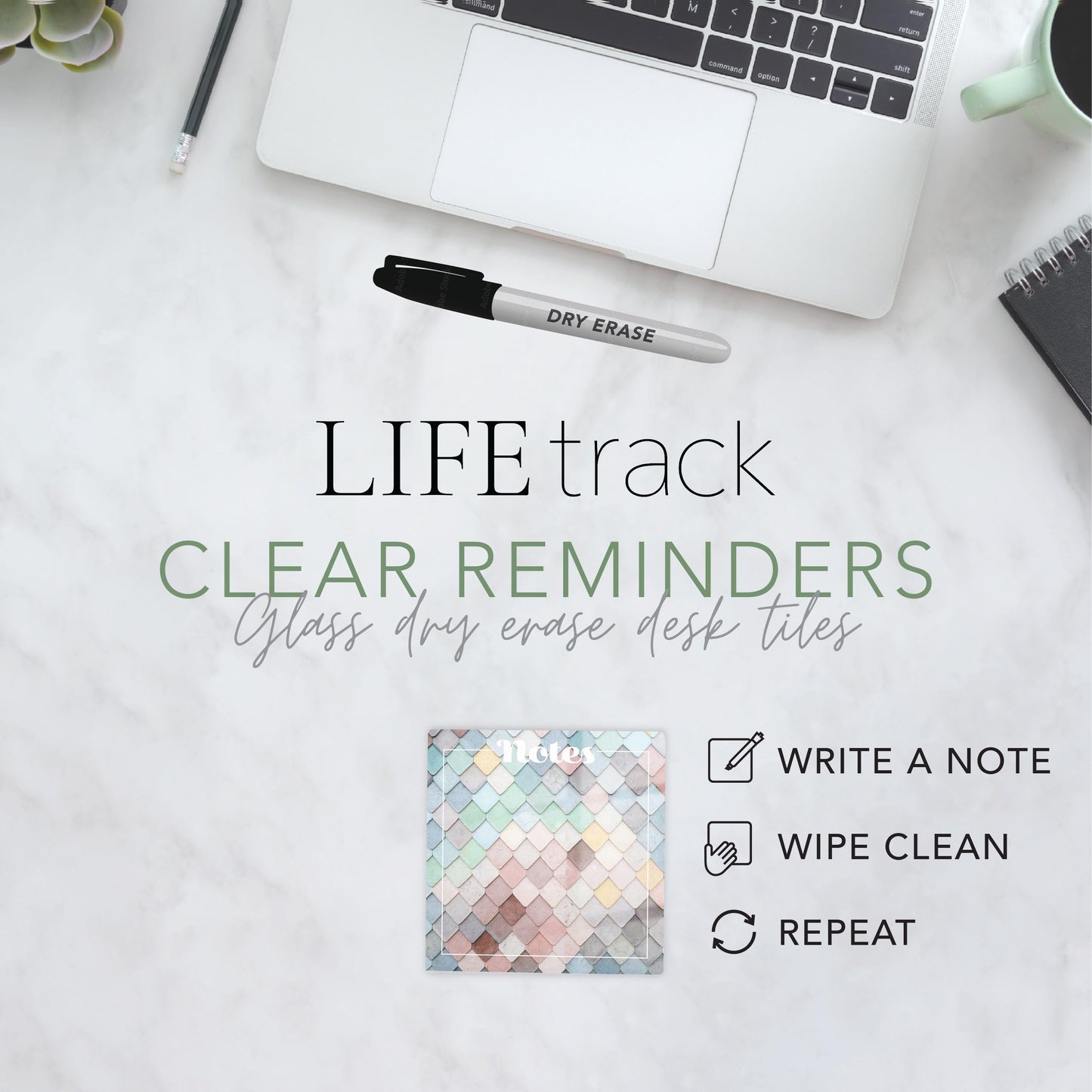 Retro Pastel Notes Colorful Tiles | 4x4