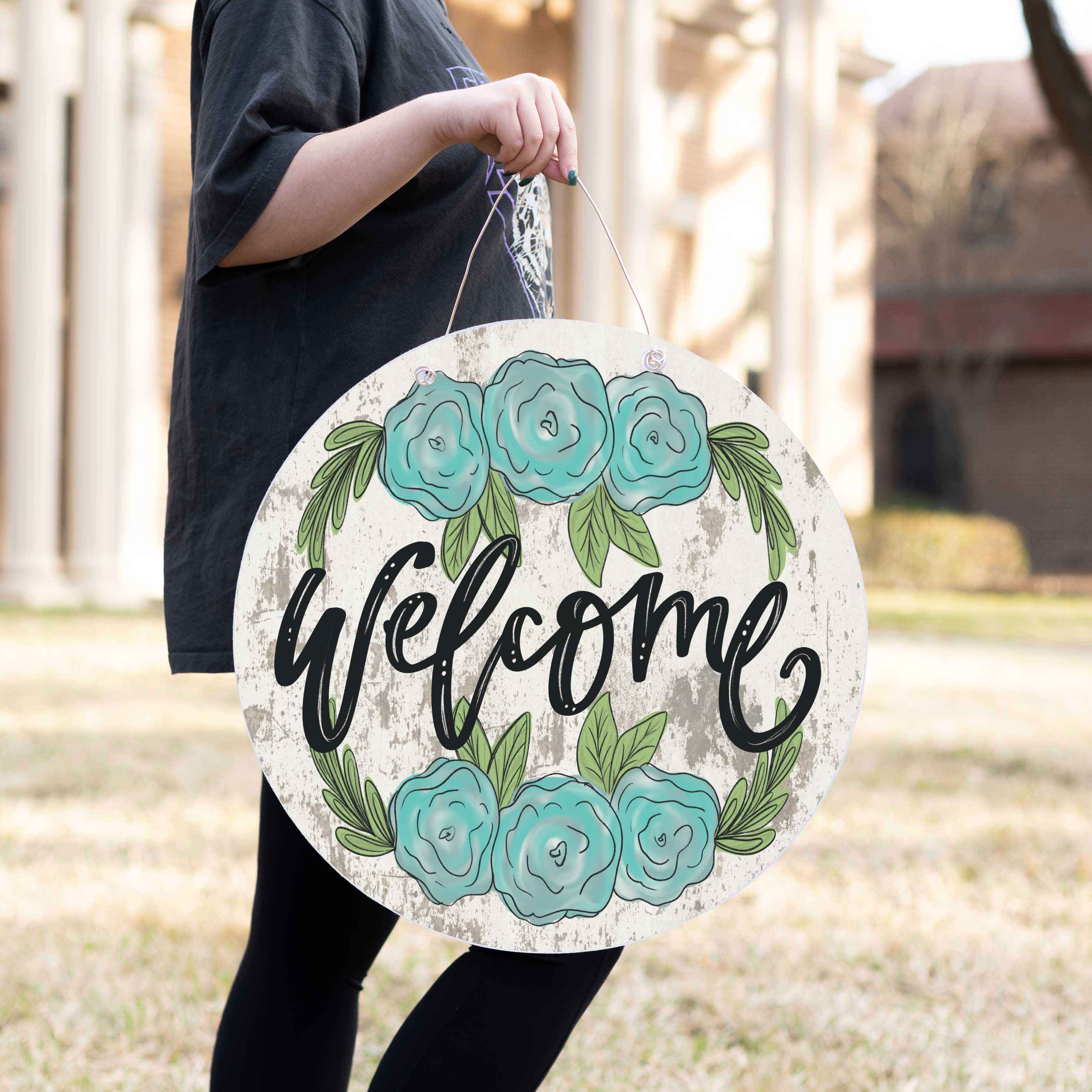 Spring Decor, Welcome Sign, Floral Welcome Door Hanger - DH2259 ...
