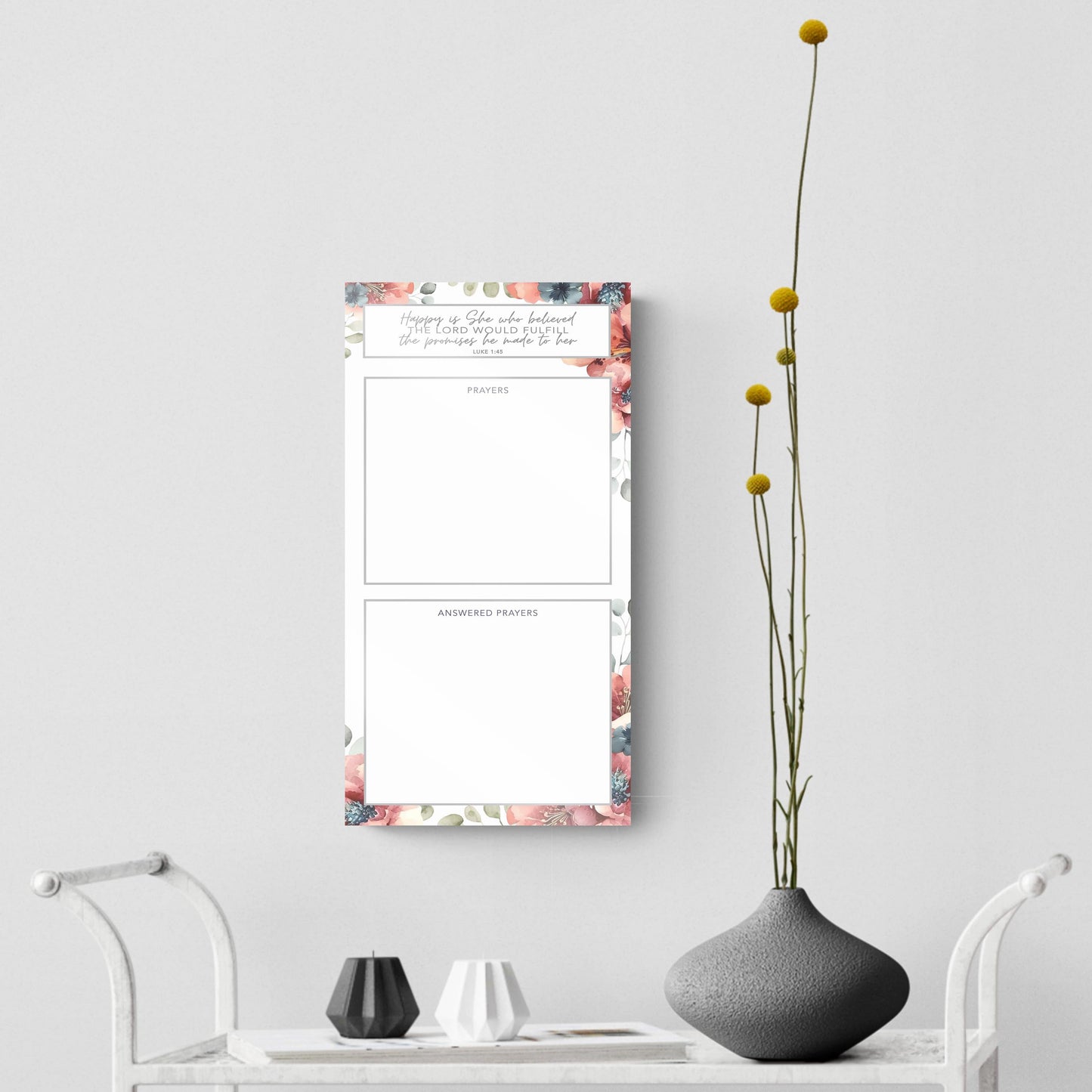 Floral Happy Is She Prayer Tracker | 8x16