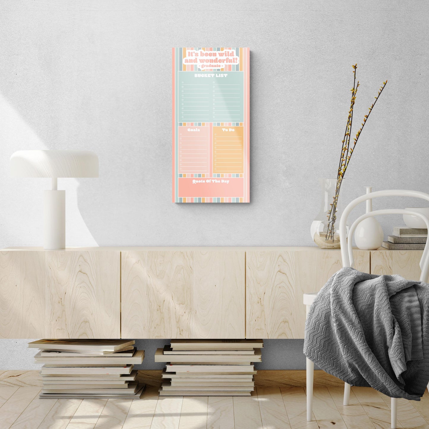 Graduation Tracker Pastel Stripe Wild Wonderful | 12x24