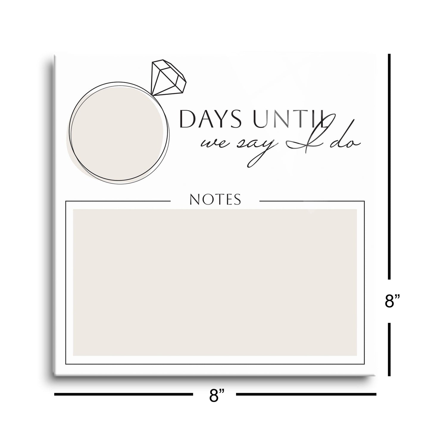 Minimalistic Beige Wedding Countdown with Notes | 8x8