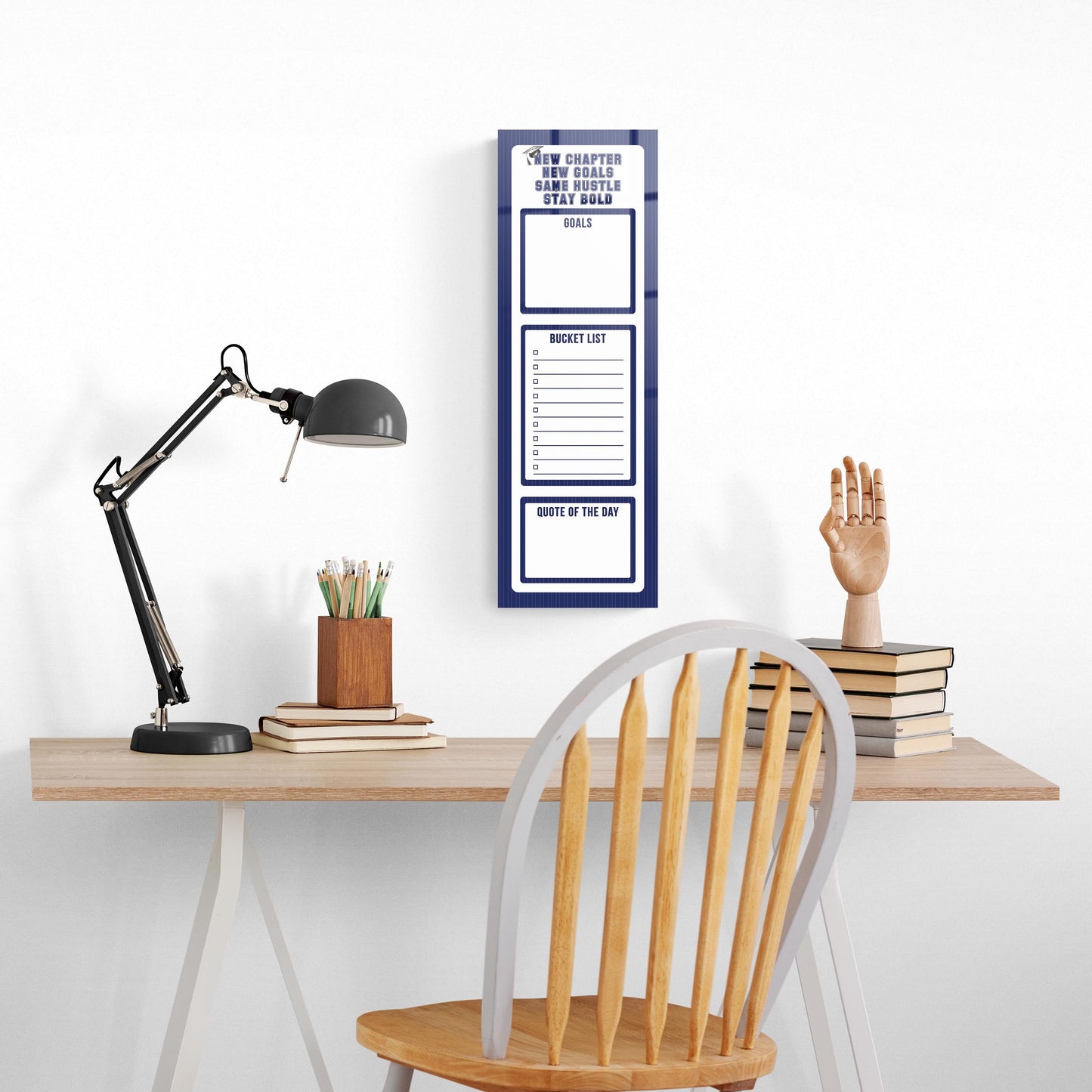 Graduation Tracker Navy Stripe Stay Bold | 8x24