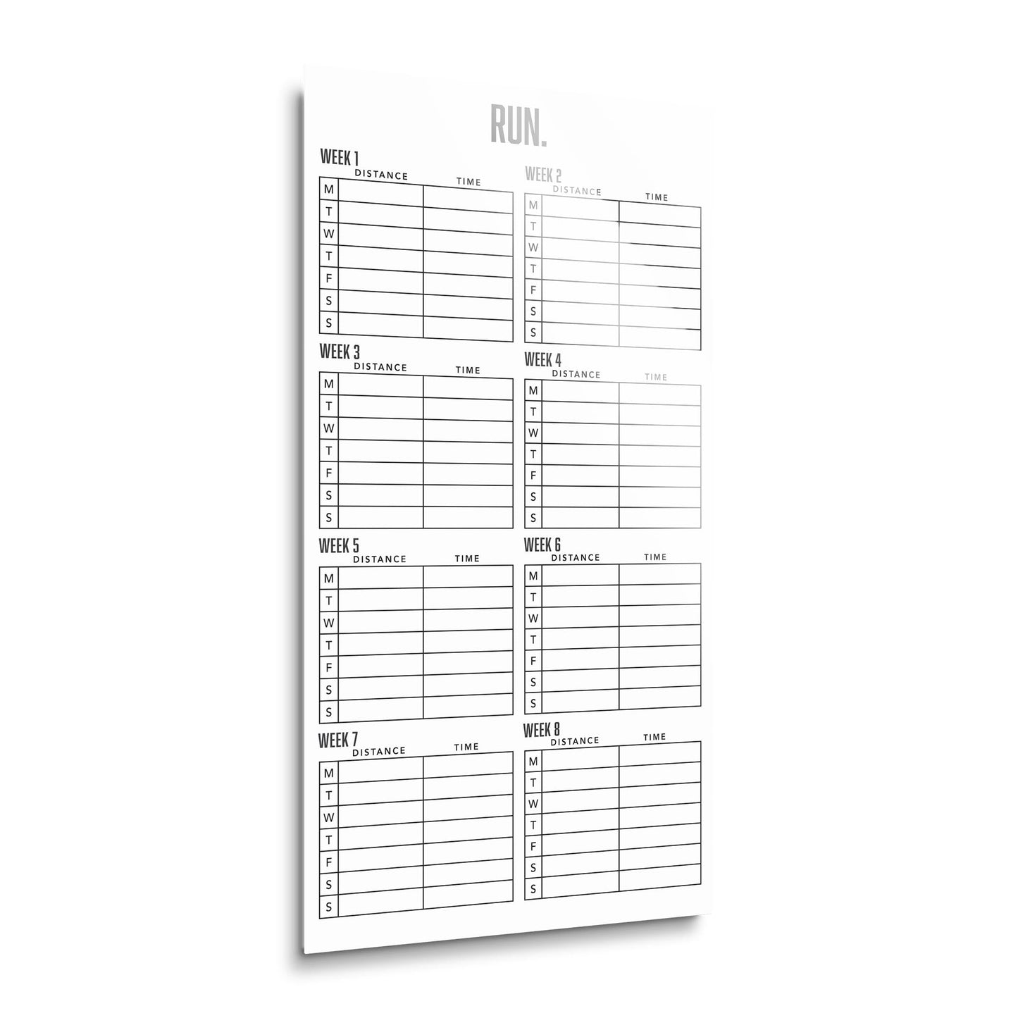 8 Week Running Tracker White | 12x24