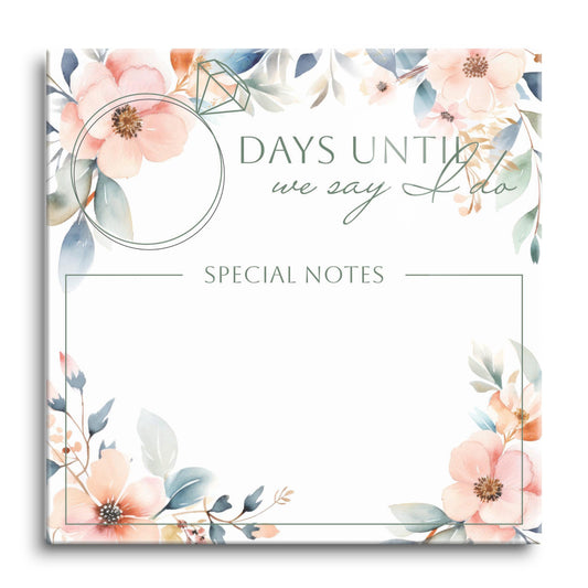 Floral Wedding Countdown with Notes | 12x12