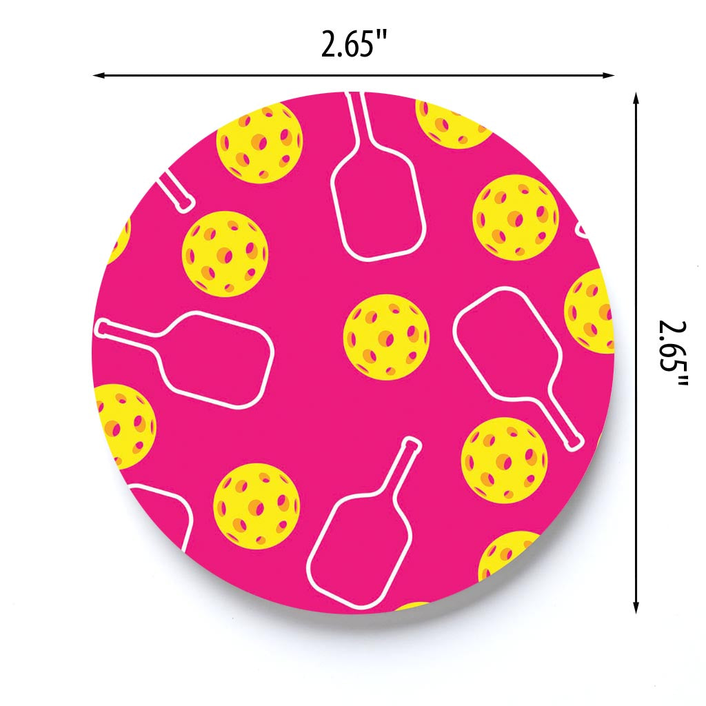 Neon Pickleball Paddle & Ball Pattern Pink | 2.65x2.65