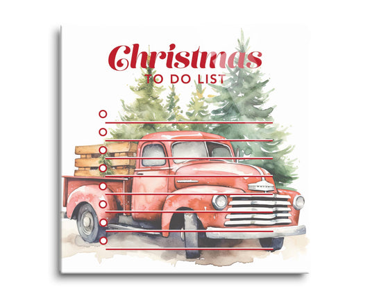 Vintage Red Truck Christmas To Do List | 8x8