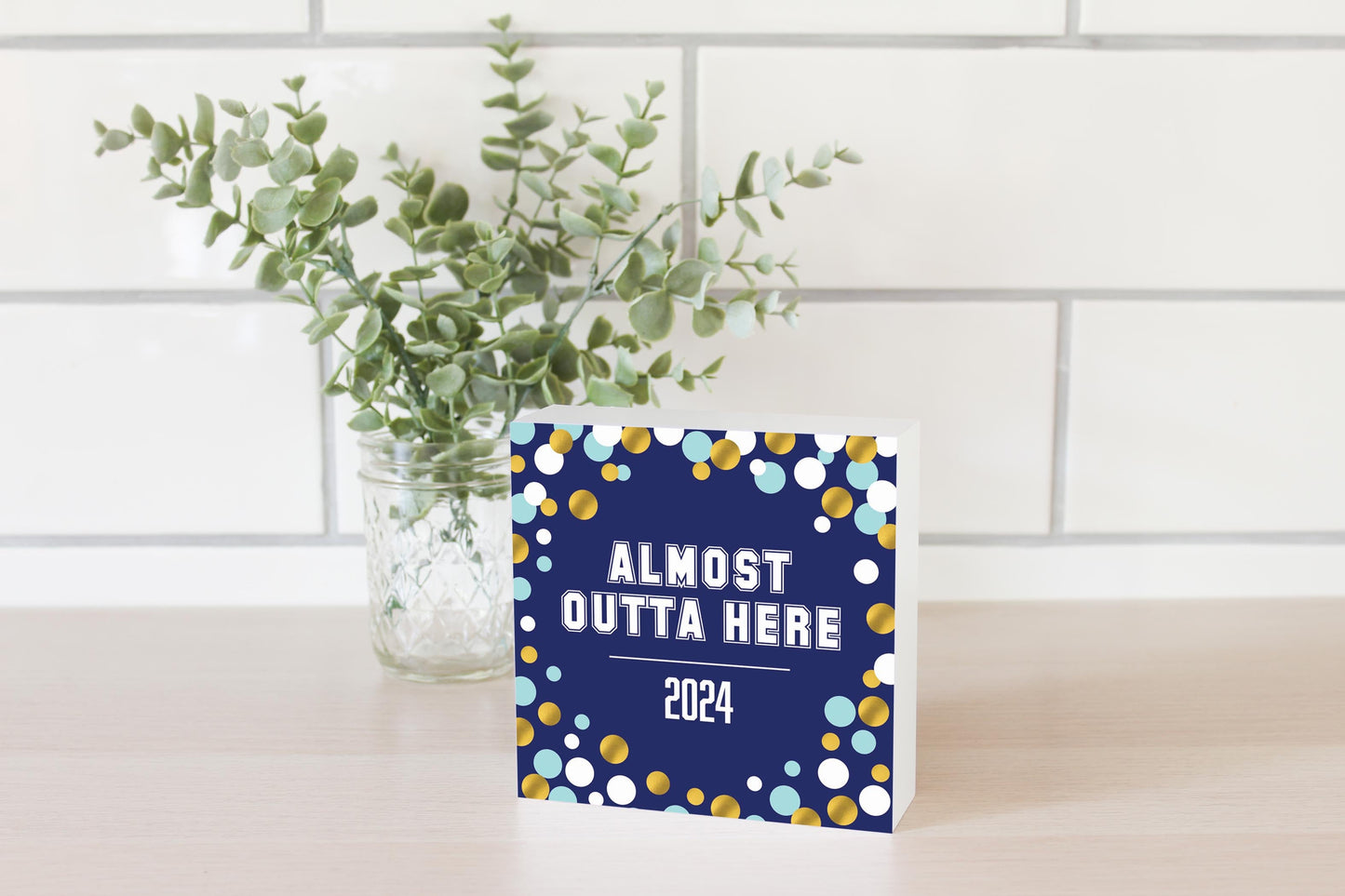 Graduation 2024 Outta Here Blue Confetti | 5x5