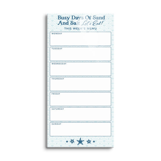 Coastal Sand And Salt Let's Eat Menu Blue | 8x16