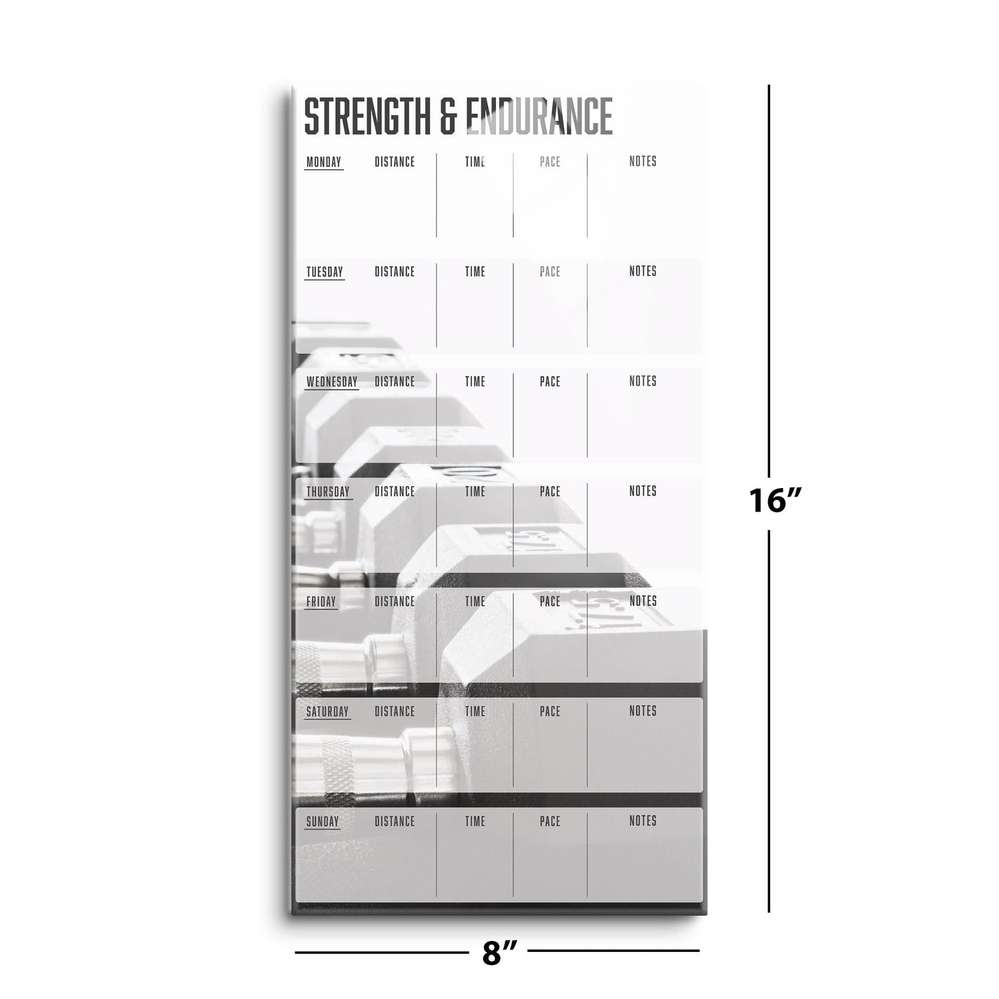 Weekly Running Tracker Weights | 8x16